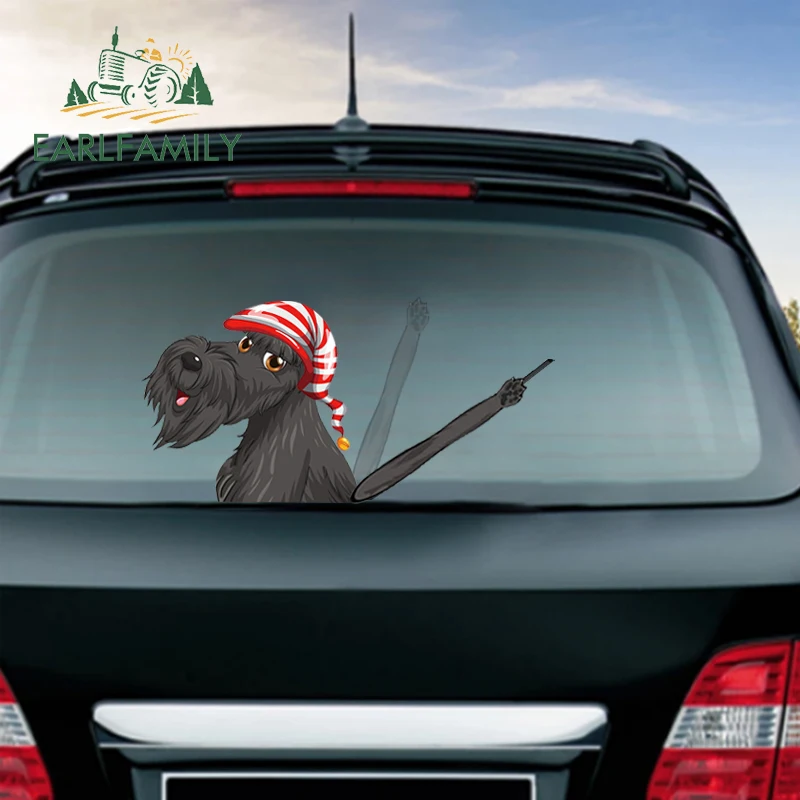 

EARLFAMILY 20 см, Мультяшные наклейки на автомобиль с собакой и стеклоочистителем, аниме наклейка, виниловые мотоциклетные графффити, водостойки...