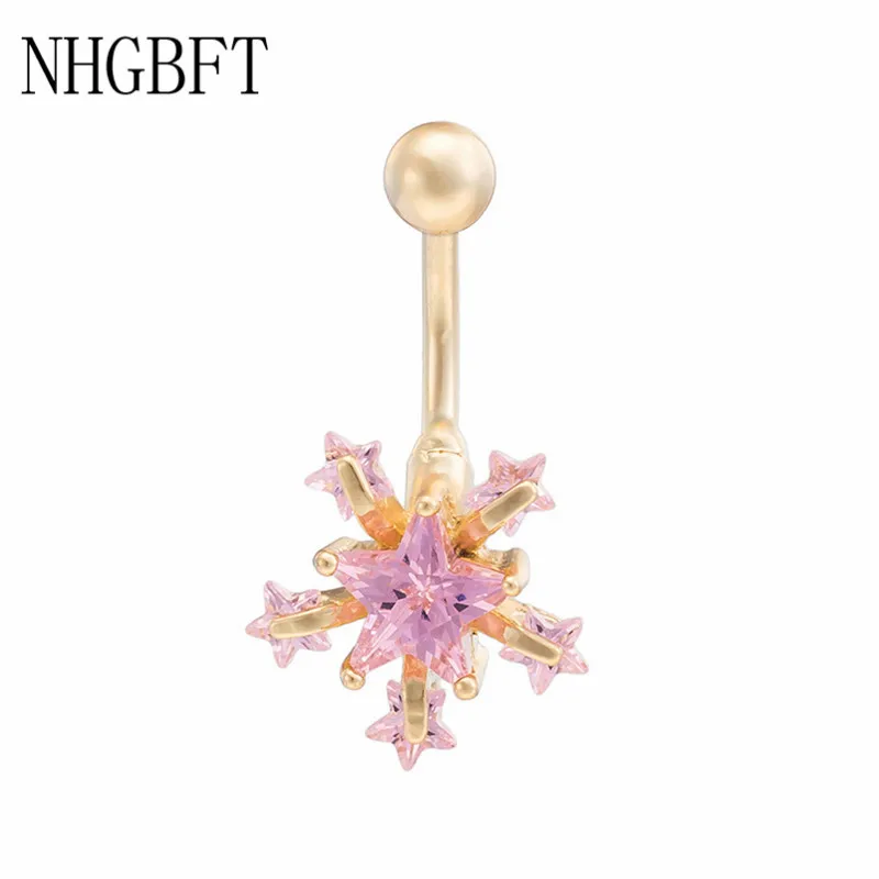 

NHGBFT Snowflakes stars Body Piercing Jewelry Women Girl Sexy Belly Button ring Dangle Navel ring