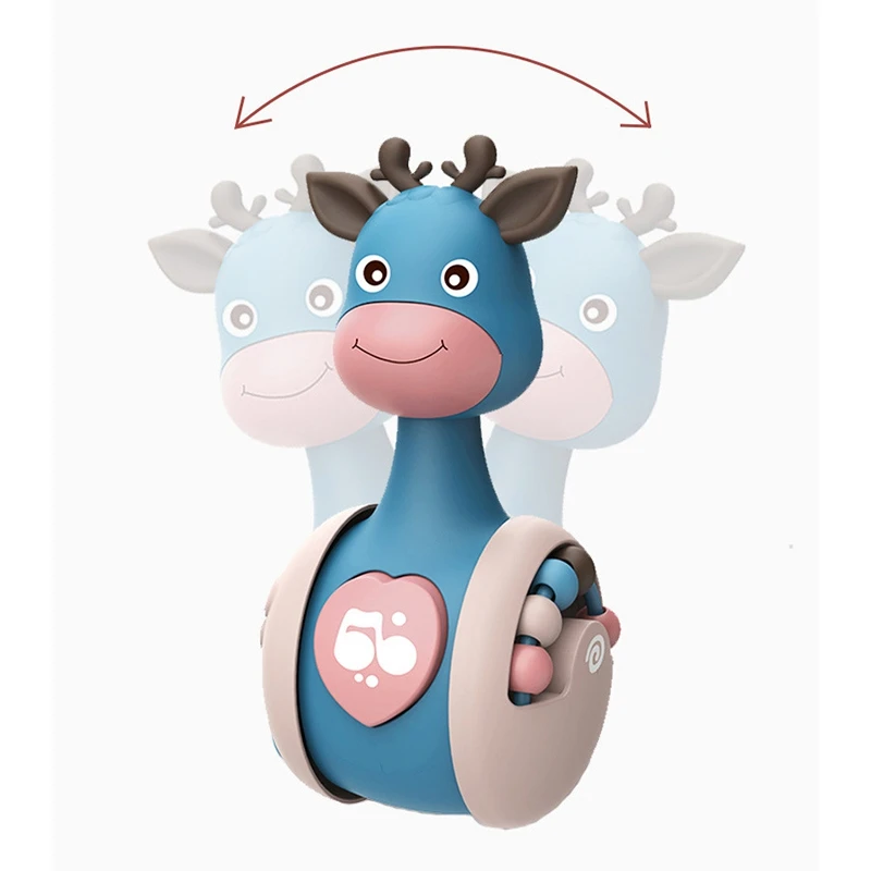 

Sliding Deer Tumbler Baby Rattle Toys for 0-12 Months Teether Rattle Education Infant Hand Bell Mobile Stroller Toy