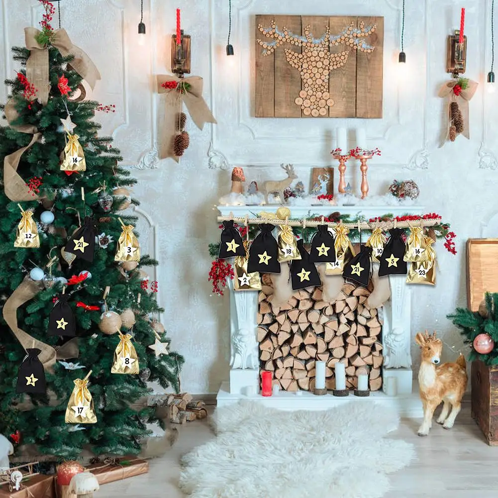 Рождественский календарь подарочный пакет для рукоделия с обратным отсчетом
