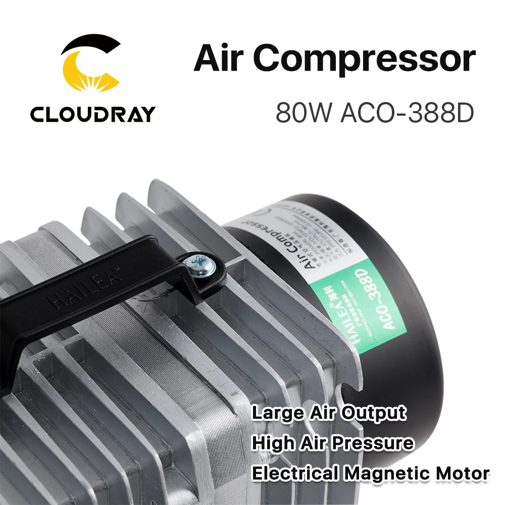 Cloudray 80 Вт воздушный компрессор Электрический магнитный насос для CO2 лазерной