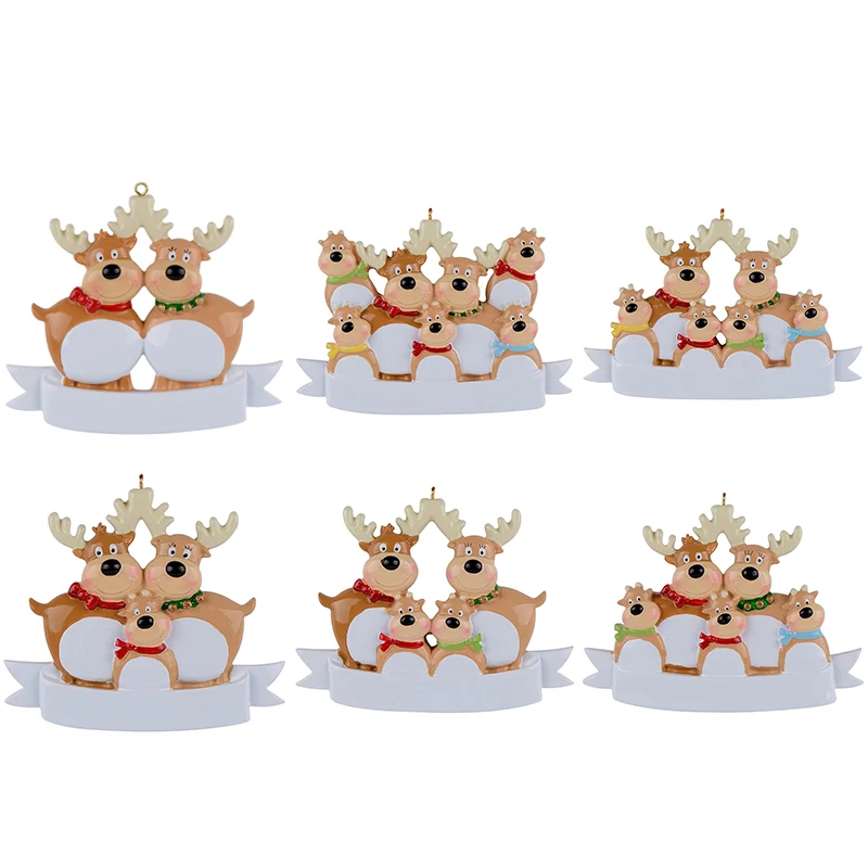 

Personalized Reindeer Family of Christmas Tree Ornament Cute Deer Holiday Winter Gift-Family