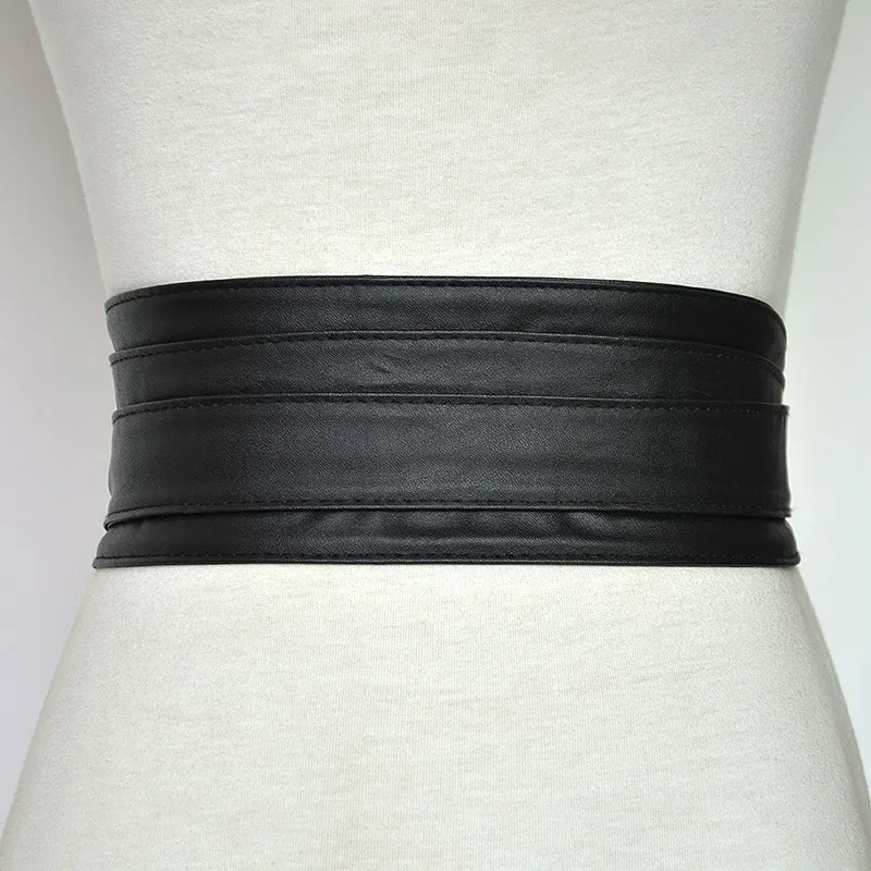 Autumn Winter Solid Multicolor Wide Waist Belts Women's Fashion Accessories Wild Decorative Ribbons Bow Tie Leather Belts AN1161