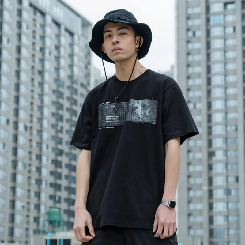 Мужская хлопковая футболка CROXX Techwear модная уличная в стиле хип-хоп панк | одежда