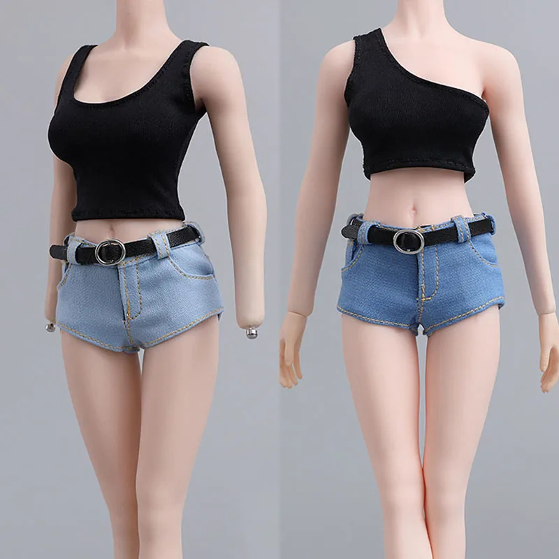 

cdtoys cd023 1/6 Female Short Vest Denim Shorts Set Clothes Model Fit 12'' Action Figure Body Dolls
