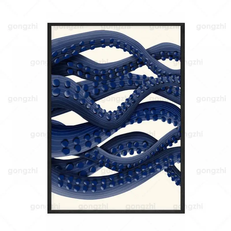 Скандинавская Картина на холсте синий глубоководный Осьминог гостиная спальня