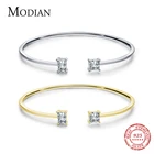 Женский Асимметричный браслет из серебра 925 пробы, с фианитом