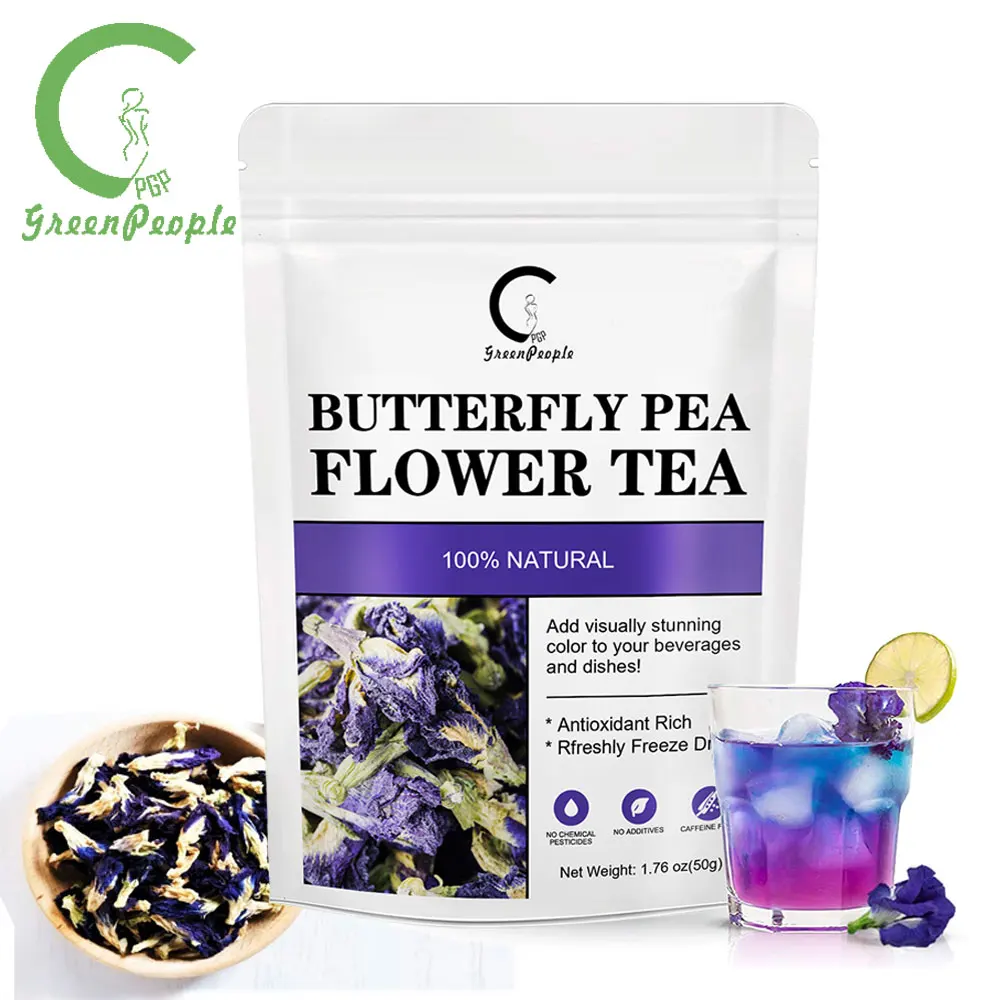 

GPGP Greenpeople Nature Herbal Blue Butterfly Pea Flower tea Calm Beauty Detox-Tea Colorants Dyeing Drink Skin care