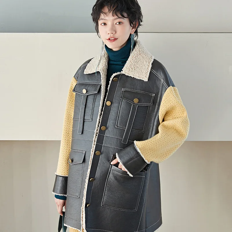 Женское пальто из искусственной кожи осенне зимнее женская одежда 2020 корейские