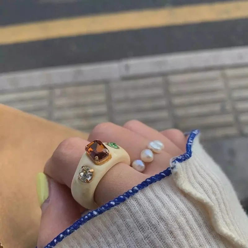 В винтажном стиле Симпатичные Желе Цвет кольца для женщин и девочек дети