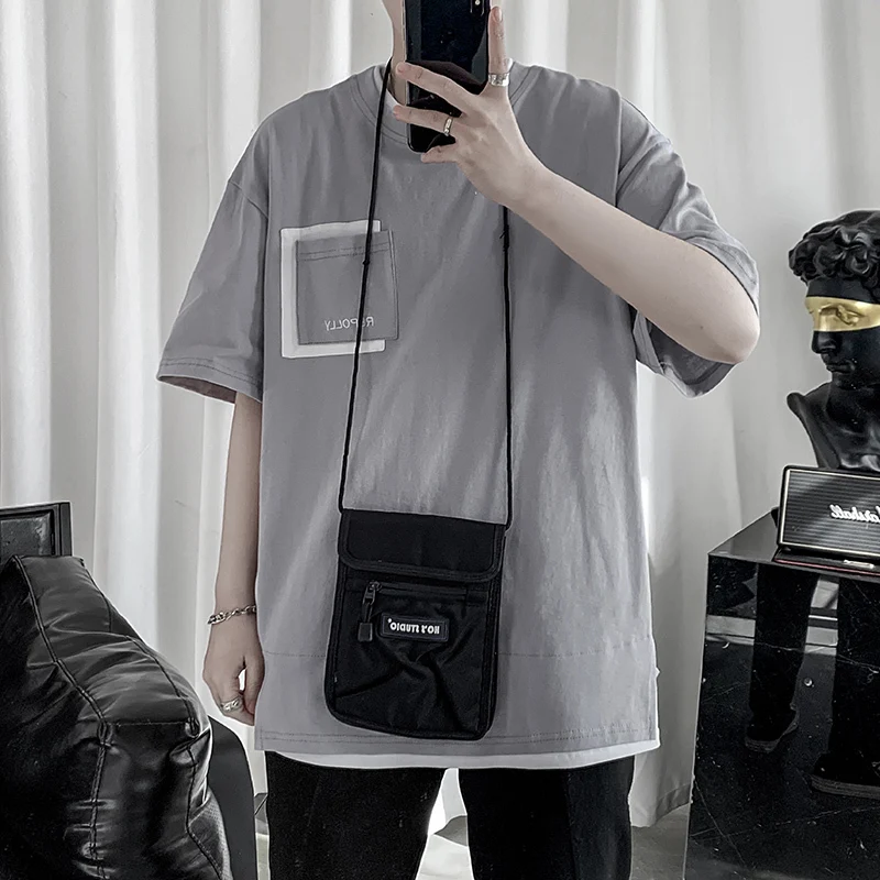 Новинка лета 2020 Молодежная популярная футболка с коротким рукавом и имитацией