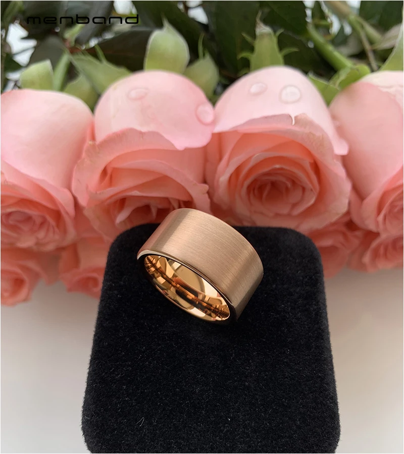 12 мм Pip огранка красная роза золотое кольцо для Для мужчин Вольфрам карбида