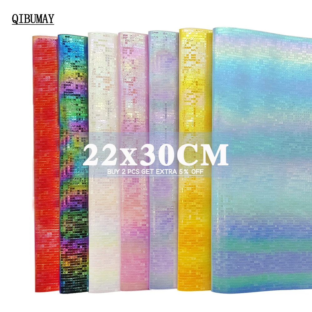 QIBUMAY 22*30 см сетчатая искусственная кожа мягкая однотонная блестящая виниловая