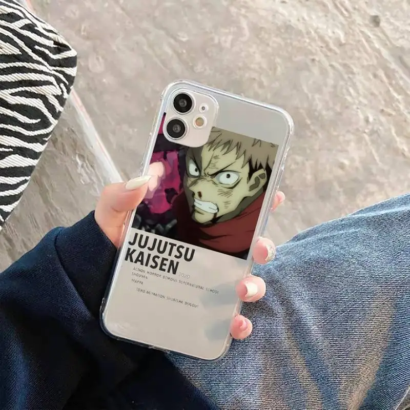 

Jujutsu Kaisen Satoru Gojo anime Phone Case Transparent for iPhone 11 12 mini pro XS MAX 8 7 6 6S Plus X 5S SE 2020 XR