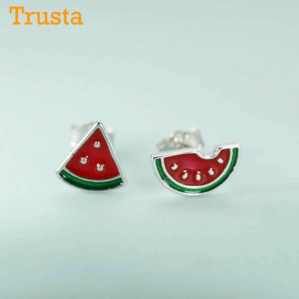 Trusta 925 пробы серебряные модные милые миниатюрные симметричные 5 мм X 5 мм красные серьги-гвоздики в виде яблока подарок для школьниц, детей, леди DS605