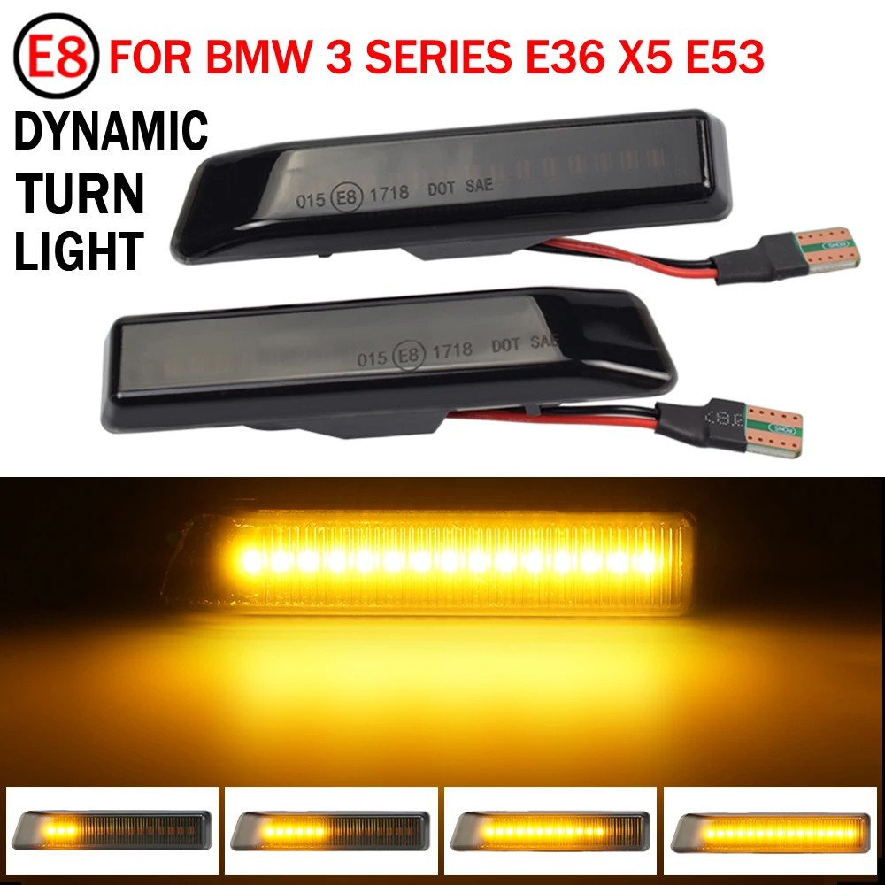 

Dynamic LED Blinker Side Marker Turn Signal Light Lamp For BMW E36 M3 Facelift 1997-1999 X5 E53 1999-2006