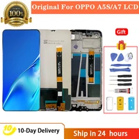 5 pcs lot original 100 test for oppo a7 lcd display screen touch digitizer assembly for oppo a5s screen with frame 6 2 inch