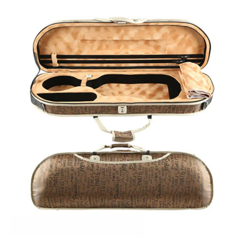 Футляр для скрипки Fastshipping 4/4 3/4 1/2 1/4 в клетку из пеноматериала с дугами и гигрометром, в комплекте аксессуары.