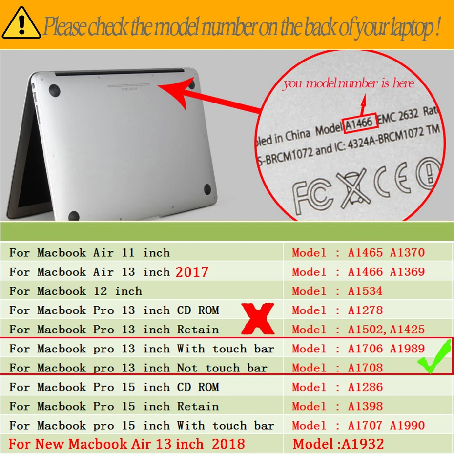 Чехол для ноутбука Macbook Pro 13 A1706 A1708 A1989 Нижняя крышка с теплоотводом дюймов (без)