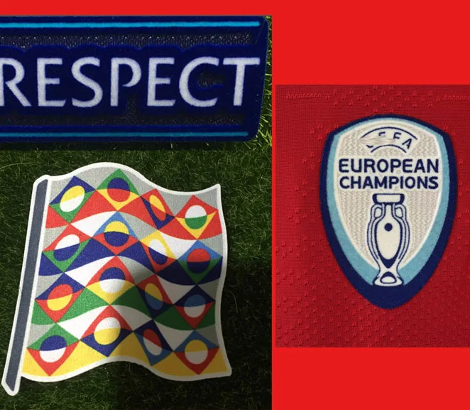 FULLSETII Nations League Patch Velvet Material and Respect Patch Portugal Champions Soccer Badge - Цвет: FULLSETII