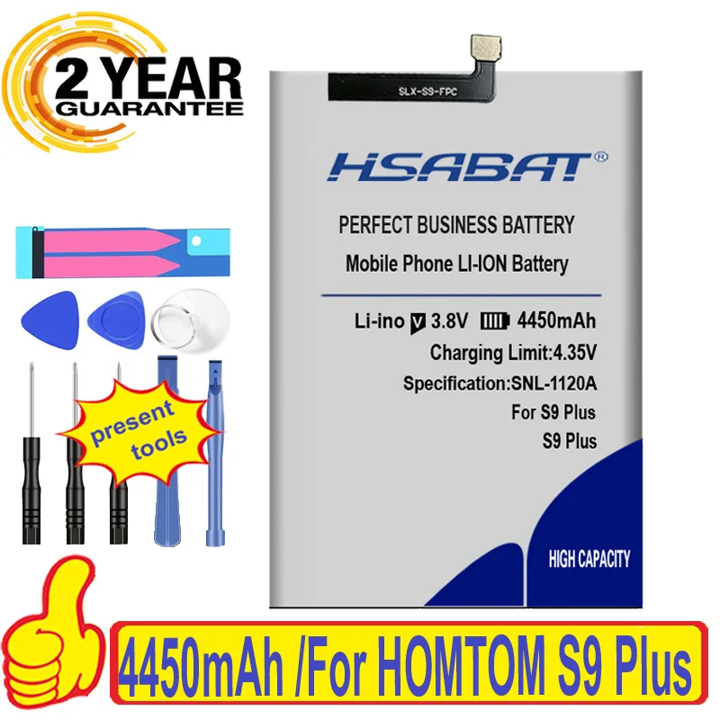 100% Оригинальный аккумулятор HSABAT 4450mAh для HOMTOM S9 Plus S9Plus | Мобильные телефоны и