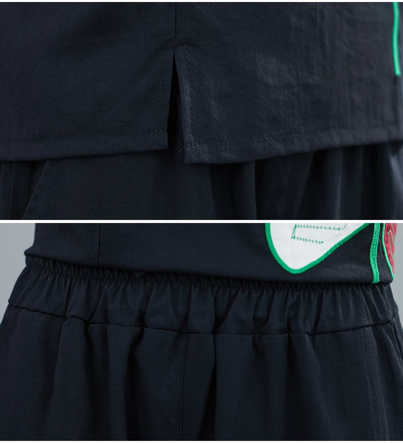 

Literary Two Piece Women Pants Sets Casual Korean Tracksuit Womens Matching Set Floral Wholesale Clothing Hemp Tracksuits