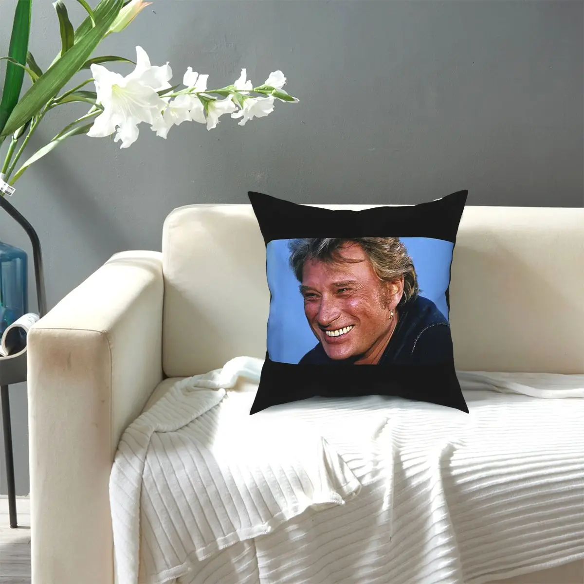 

French Rock Star Johnny Hallyday Mort (2) Square Pillow Case Throw Pillow Creative Pillowcover Home Decor