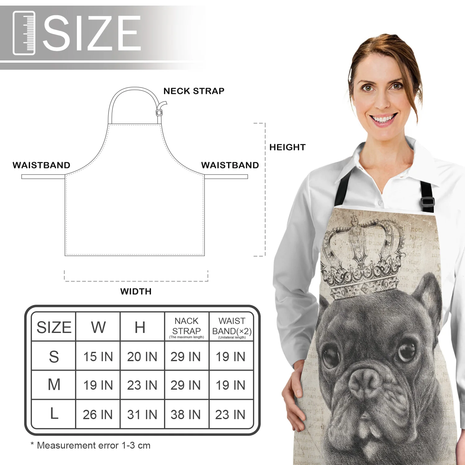 Смешной фартук собака породы бульдог носить Ретро Корона старая газета Кухонные