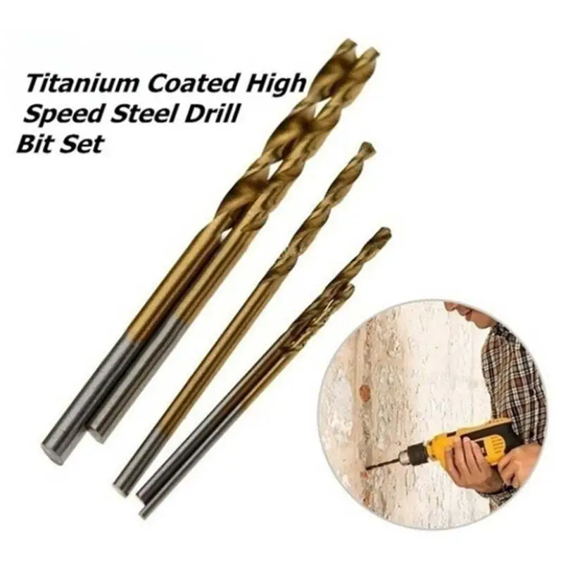 

50Pcs Titanium Coated HSS High Speed Steel Drill Bit Set Tool 1/1.5/2/2.5/3mm