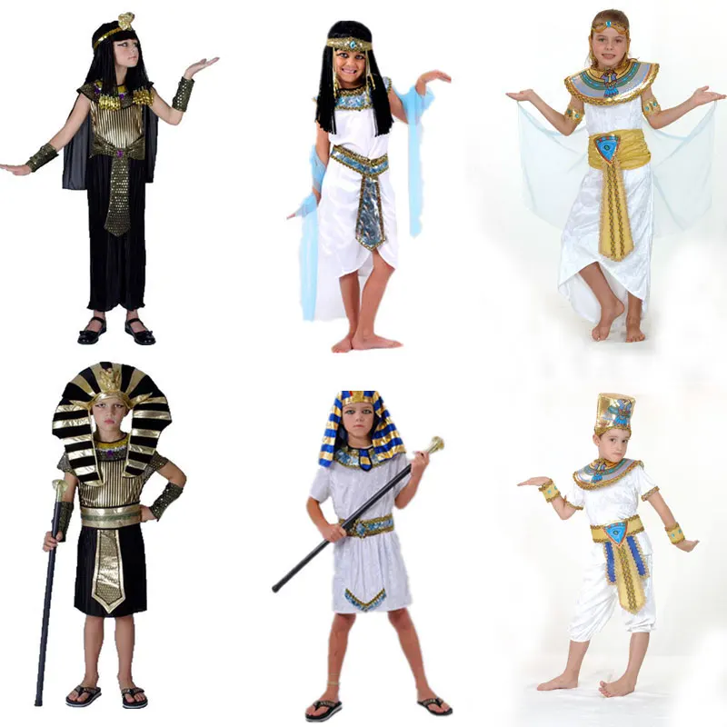 

Костюмы на Хэллоуин для мальчиков и девочек, костюм Древнего Египта, Фараона, принца, принцессы для детей, одежда для косплея на день рождени...