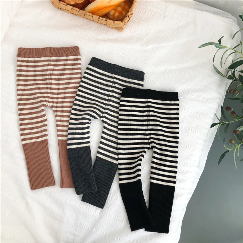 2019 г. новые штаны в полоску для маленьких девочек на осень и зиму облегающий
