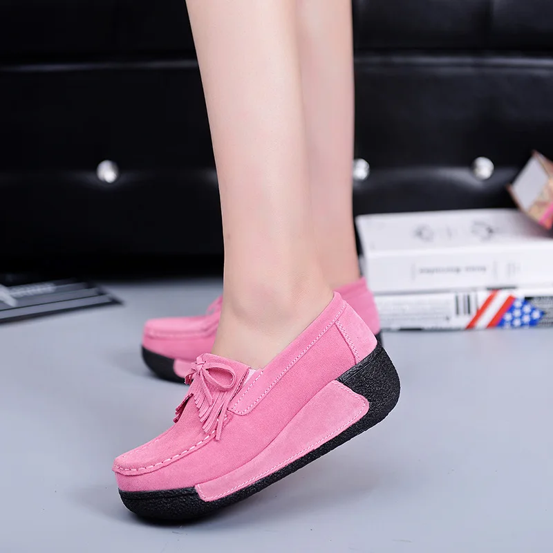 

Women Flats Suede Women's Loafers Creepers Women Shoes Slip On Fringe Platform Shoes Women Casual Shoes Ladies