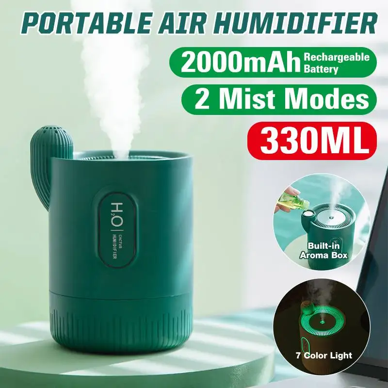 

Портативный 2000 мА/ч, 330ML увлажнитель воздуха 2 режима Перезаряжаемые с выпуском холодного ароматизирующего пара диффузор для эфирных масел ...