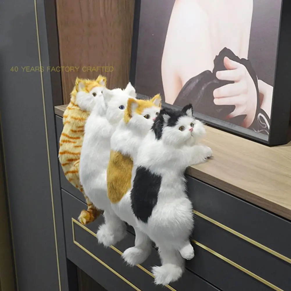 

1pc Simulation Cat Animal Model Decoration Hanging Cat Crafts Plush Toy Doll Gift Home TV Decoration