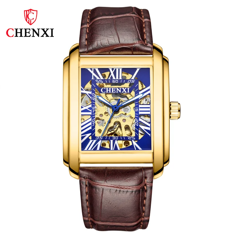 

CHENXI New High-end Mechanical Watch Men's Hollow Waterproof Luminous Automatic Luxury Leather Strap Wear-resistant Watch WA207