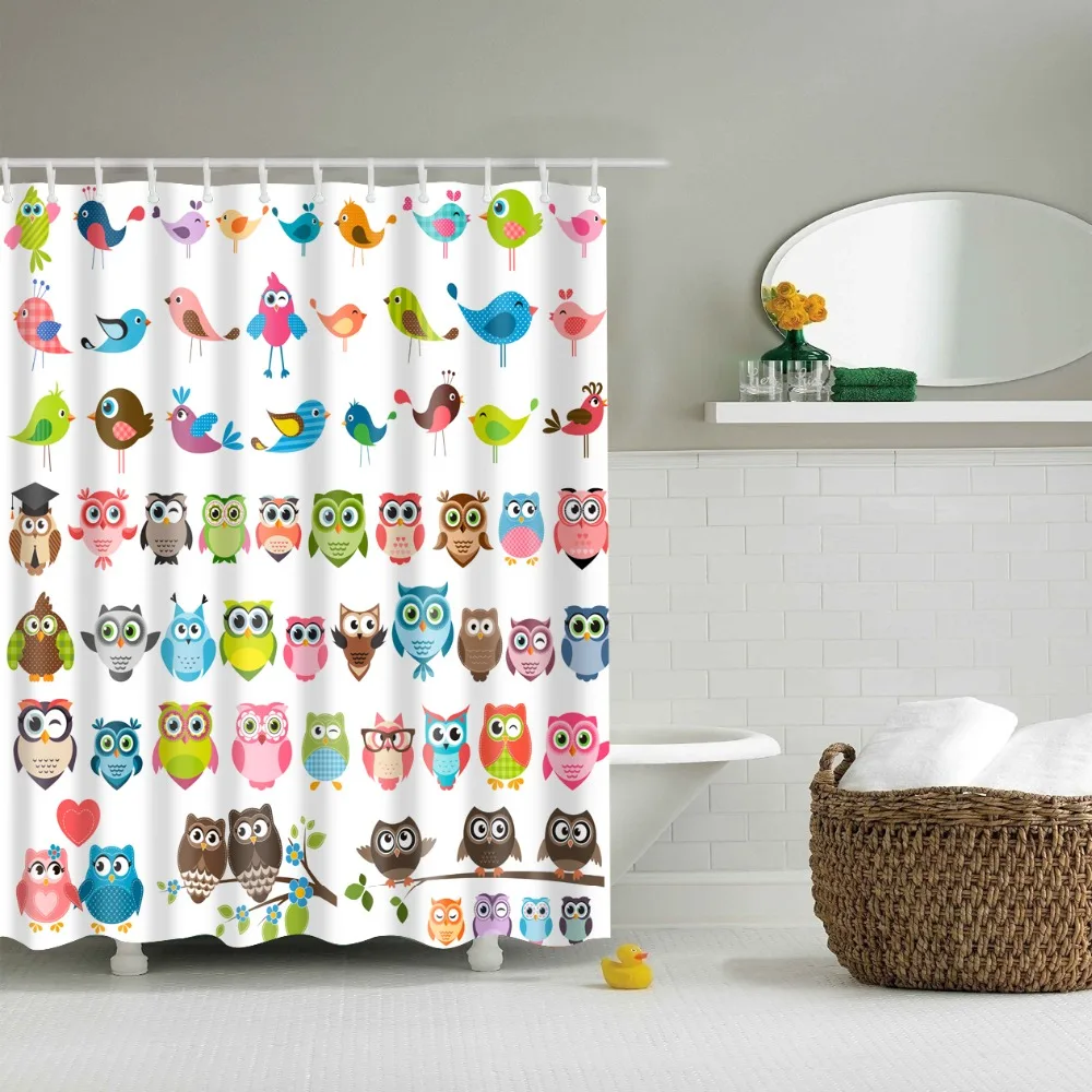 Decorative Animals Cat Deer Owl Whale Bathroom Shower Curtains Frabic Waterproof Polyester Bath Curtain With Hooks | Дом и сад