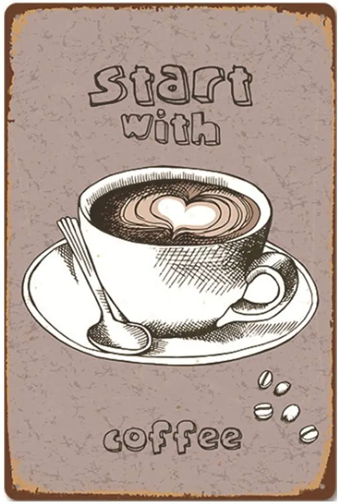 

Star with Coffee Retro Metal Tin Sign Plaque Poster Wall Decor Art Shabby Chic Gift