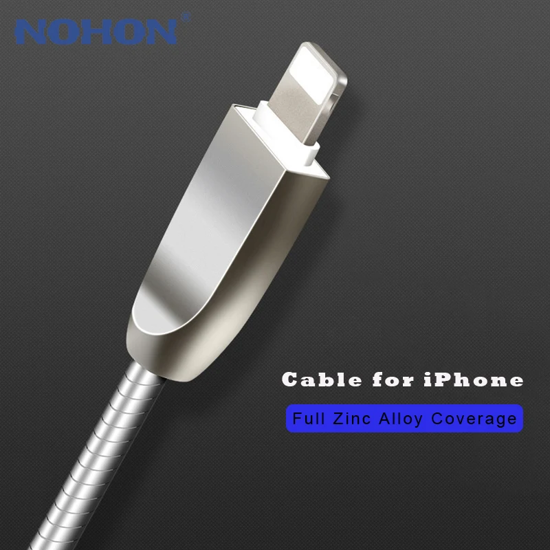 Usb кабель для зарядного устройства из цинкового сплава iPhone 6 7 8 Plus XR 11 Pro Xs Max X 6s 5s SE