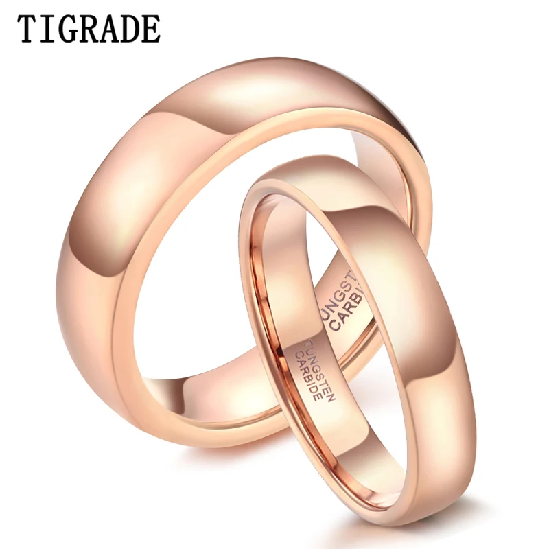 Tigrade 2/4/6mm 18K Rose Gold Plated Tungsten Carbide Wedding Ring For Women Solid Lover's Engagement Rings Anel Fashion Jewelry
