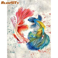ruopoty paint by number fish hand painted painting art gift diy pictures by numbers animals kits drawing on canvas home decor