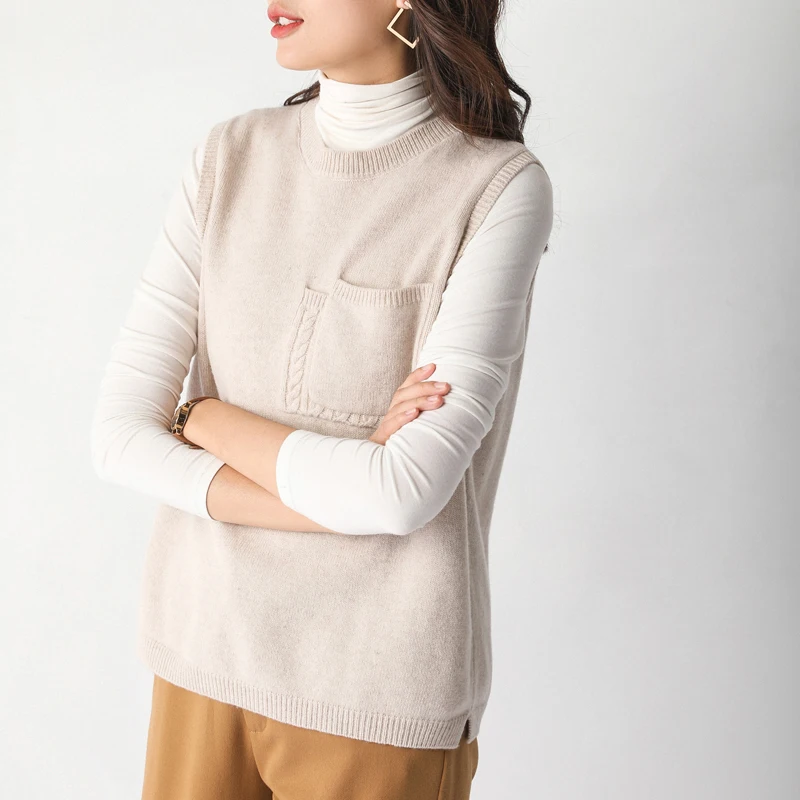 Осень-зима 2020 женский шерстяной жилет без рукавов куртка пальто Женский вязаный