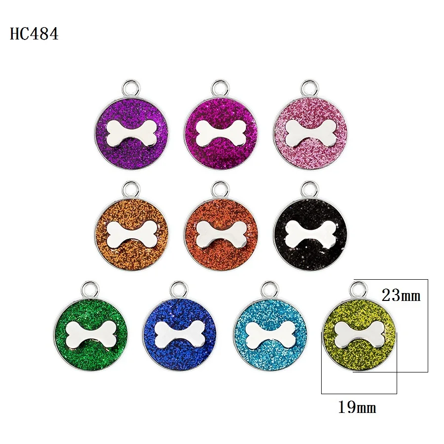 19 мм x 23 шикарный кошка собака медведь эмаль блеск след круглый paw подвеска