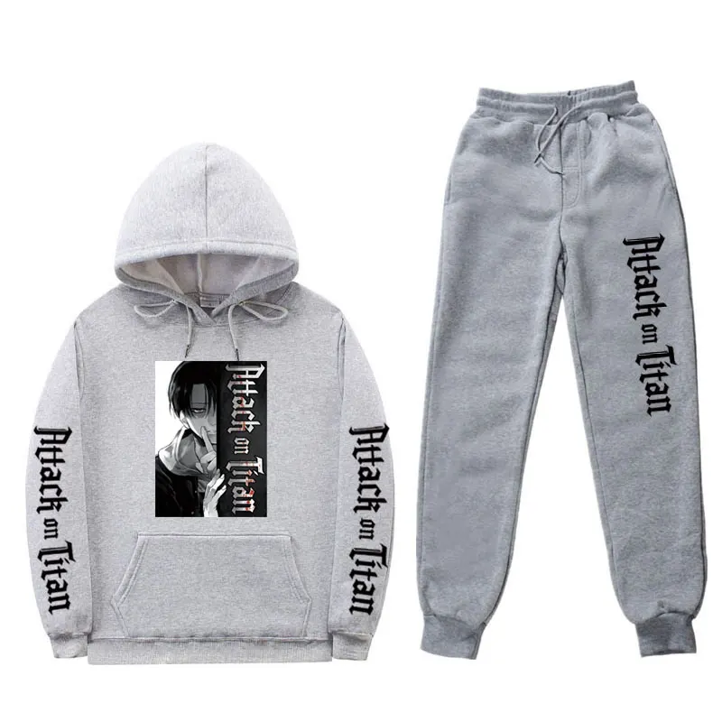 

Fashion Streetwear Hoodies Sets Attack on Titan Hoodie trousers survetement homme jogging complet homme sweatpants men Sets
