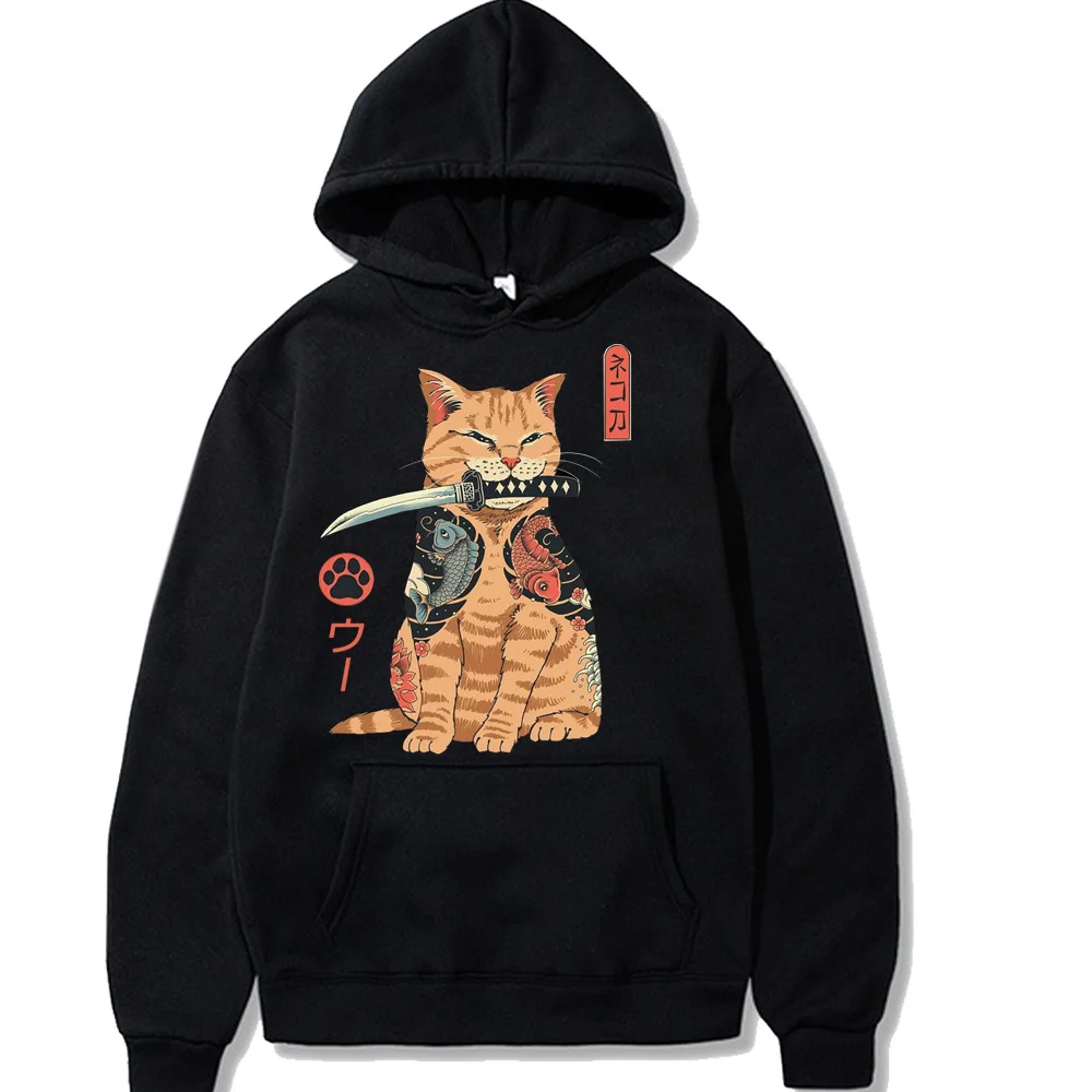 

Anime Harajuku Cool Cat Warrior Print Hoodie Sweatshirt Men Women Casual Loog Sleeve Spring Autumn Sportswear Unisex 90s Hoodie