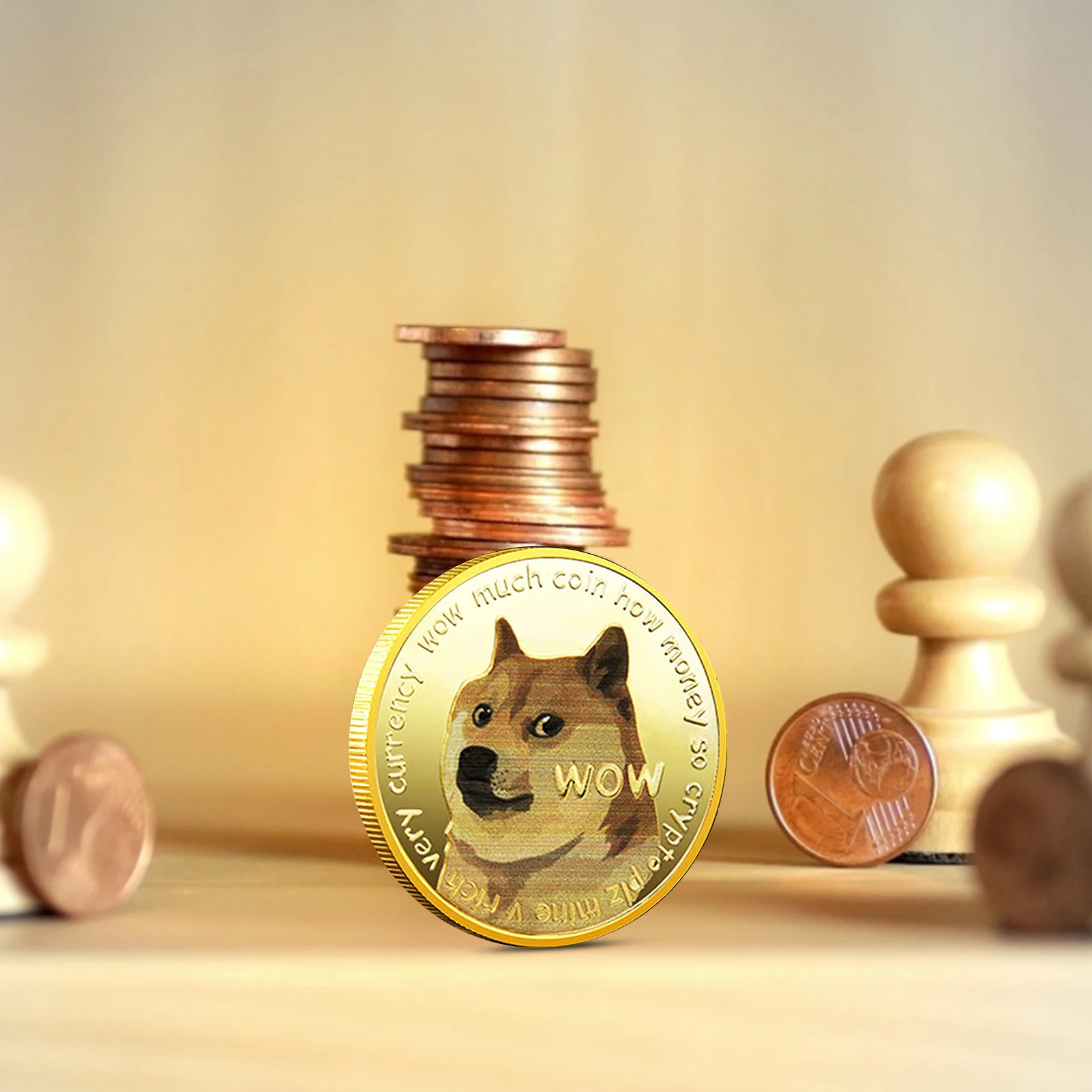 

Gold Dogecoin Coin Commemorative Coins Plated With Protective Case Cute Dog Pattern Dog Souvenir Coin Collection Gifts