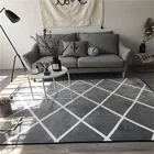 Серый, белый геометрический клетчатый бархатный напольный коврик с принтом для спальни, гостиной