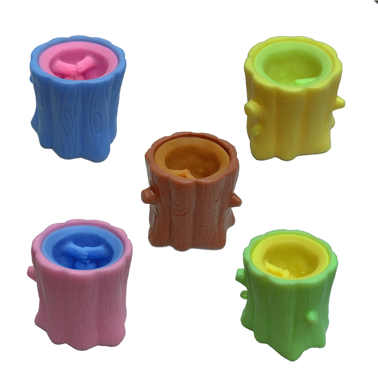 

5pcs Decompression Squirrel Stump Toy Multifunctional Office School Creative Pen Holder Eco-friendly Vinyl Children Toys#Z