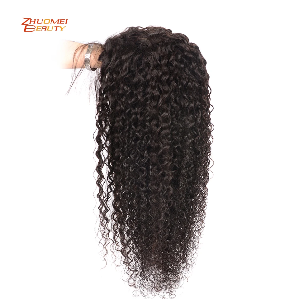 Zhuomei красота бразильские воды волна кружева передние человеческие волосы парики 13*6 Кружева передние парики с детскими волосами предварительно сорванные 13*4 Remy парик