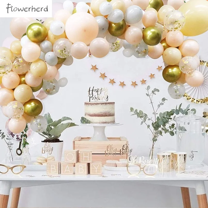

137pcs Blush Balloons Garland Arch Kit Peach Pastel Confetti Balloons for Wedding Bridal Baby Shower Birthday Party Decorations