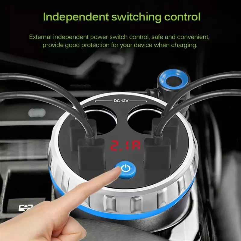 

Max 5V 3.1A 4 USB Car Charger for iphone samsung huawei Tablet Dual Cigarette Lighter Car Cup Electronic Lighter Socket Splitter